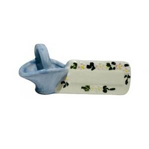 Vintage Ceramic Basket Figurine Miniature Hand Painted Floral Design Easter